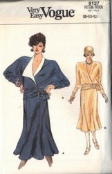 9127 VOGUE EZ LOOSE TIED BLOUSON TOP,  FLARE SKIRT PATTERN 8-12; 14-18 choice